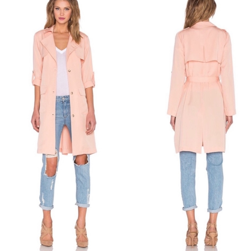 Lovers + Friends Midnight Run Trench Coat Pink Women’s Size Medium